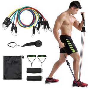 סט 5 רצועות התנגדות FIT PRO מקוריות עם עוגן לדלת ורצועות לרגליים - אקסטרה חזקות ועבות במיוחד
