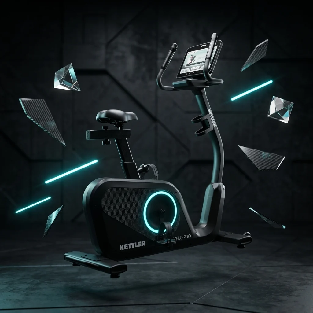 אופני כושר עם מסך 15.6 אינץ' מקצועיים KETTLER VELO PRO Premium Recumbent Bike רקע שחור