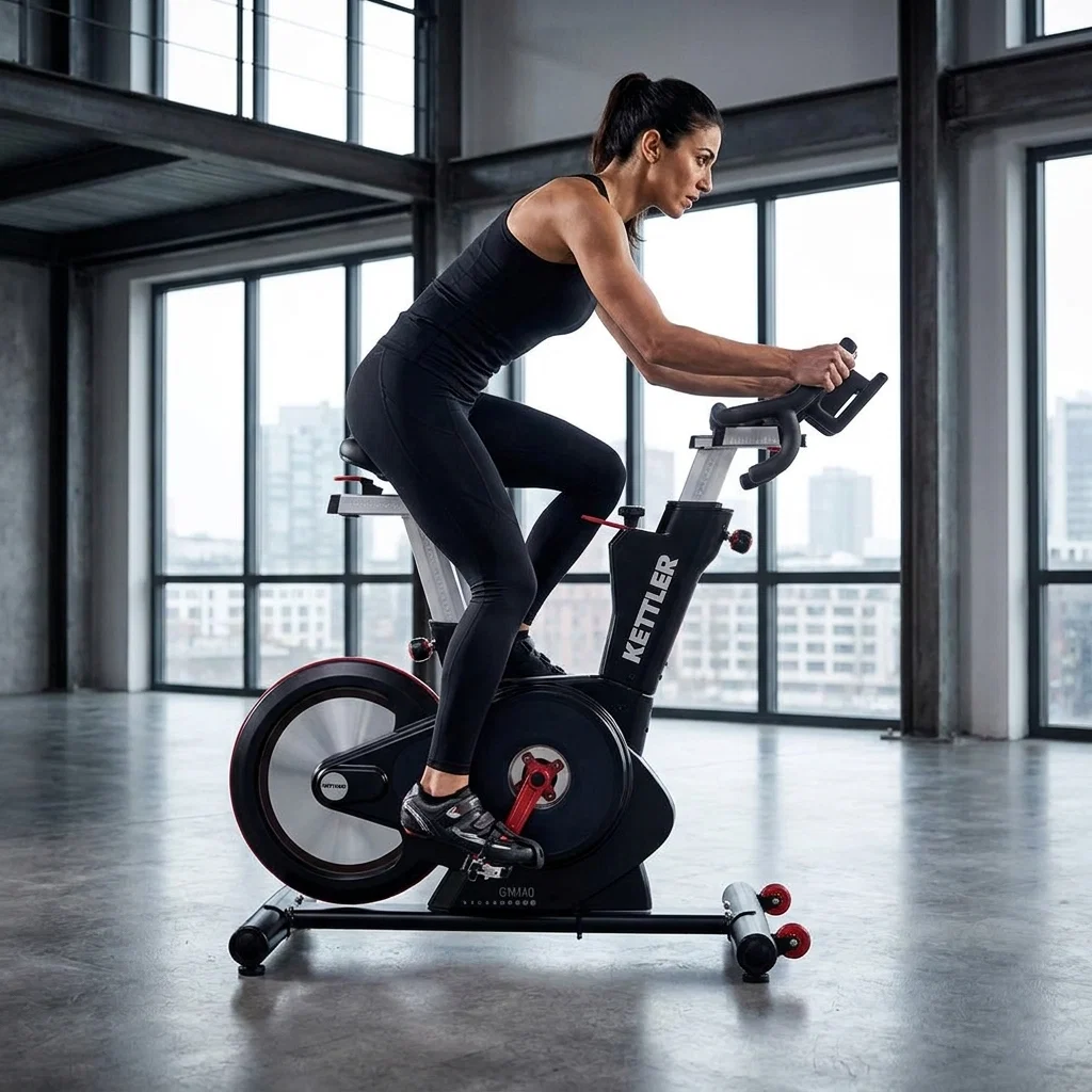 בחורה עם אופני ספינינג GYM40 Magnetic Spin Bike