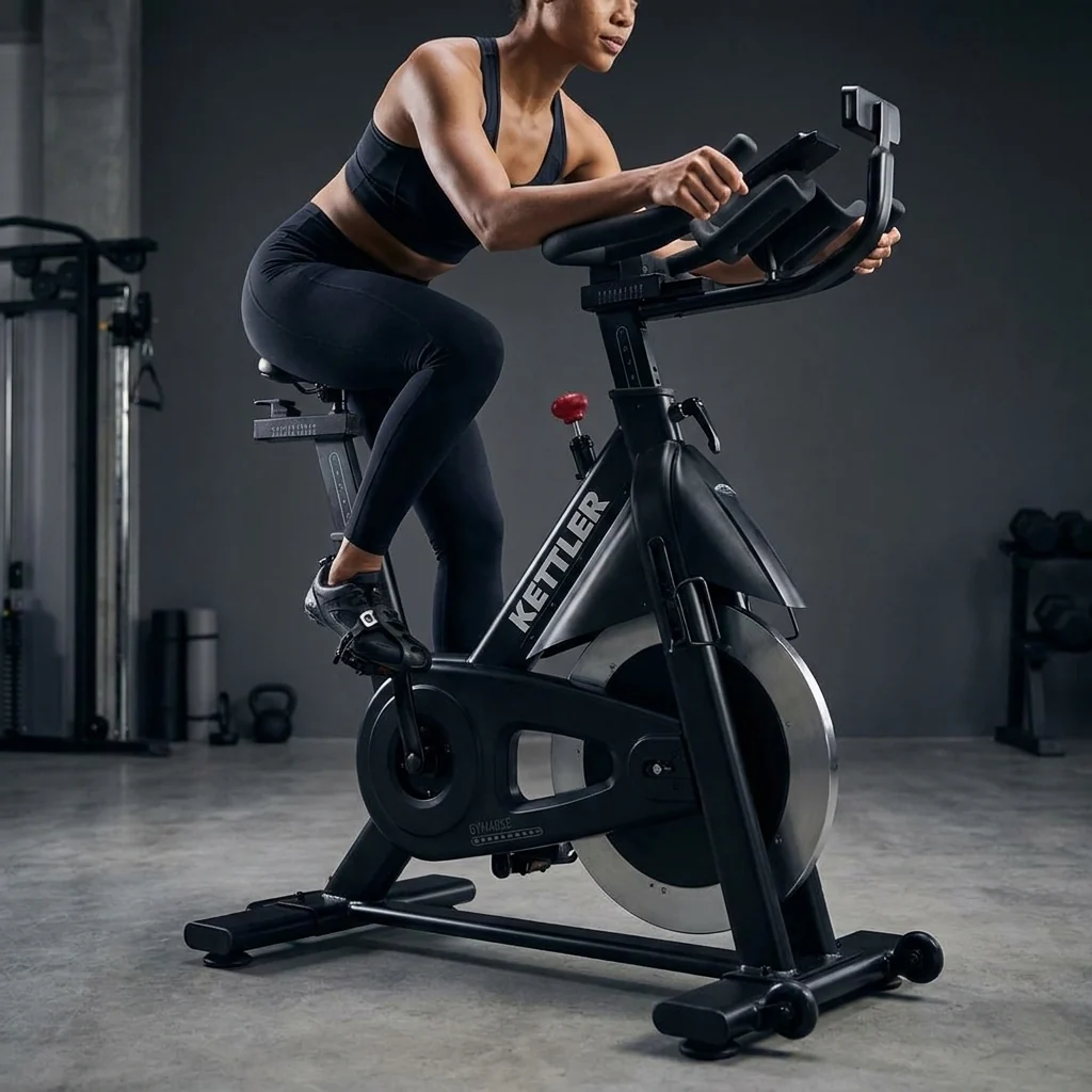 בחורה עם אופני ספינינג GYM40SE Magnetic Spin Bike